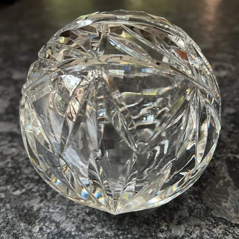 Vintage Cut Crystal Round Orb Ashtray Candle Holder